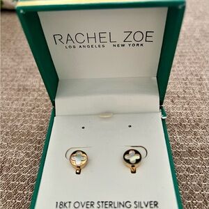 Rachel Zoe Gold over Silver Clover Earrings
